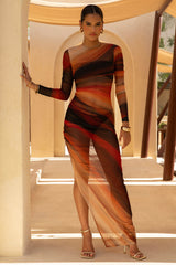 Barzilio | Ombre Long-Sleeve Bodycon Maxi Dress