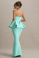 Louisiana | Mint Bandeau Peplum Maxi Dress