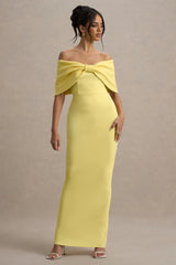 Cornelia | Lemon Strapless Maxi Dress With Oversized Bow