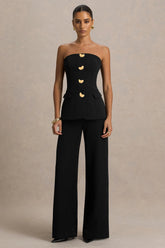 Zoey | Black Bandeau-Neck Jumpsuit