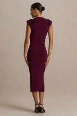 Hermia | Burgundy High-Neck Midi Dress