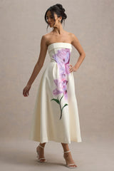 Annalise | Peony Floral Print Bandeau Skater Midi Dress