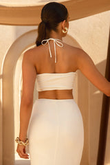 Alani | White Halter-Neck Ruched Bandeau Top
