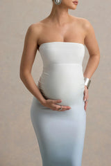 Sharnie | Blue Ombre Strapless Maternity Maxi Dress