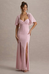 Stila | Pale Pink Plunge-Neck Maxi Dress With High Front Split