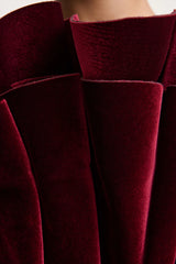 Polly | Burgundy Velvet Ruffled Strapless Mini Dress