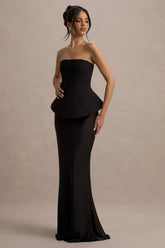Ohio | Black Strapless Corset Maxi Dress