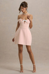 Lavender | Pink Sweetheart Mini Dress With Bow Detail