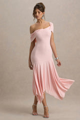 Castor | Pink Asymmetric Midi Dress