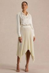 Naxos | Cream Satin Shirt Maxi Dress