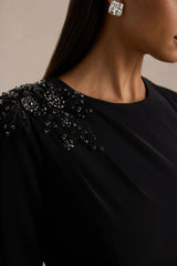 Fabiana | Black Hand-Embellished Maxi Skirt