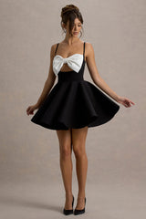 Yasmina | Black & White Bow Skater Mini Dress