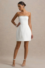 Bobbie | White Embellished Bandeau Mini Dress