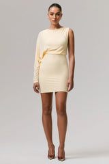 Delia | Pale Lemon One-Sleeve Mini Dress