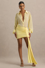 Katelyn | Lemon Ruched Wrap Mini Skirt With Sash