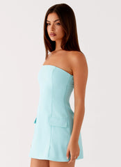 Allora Strapless Mini Dress - Turquoise