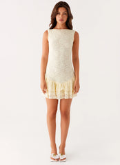 Manuka Ruffle Mini Dress - Yellow