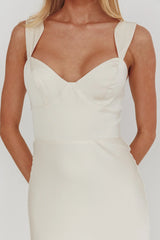 Baylin Layered Mermaid Hem Maxi Dress Cream