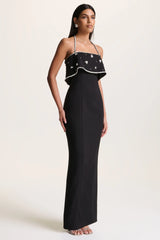 Illiana | Black Bandeau Hand-Embellished Maxi Dress