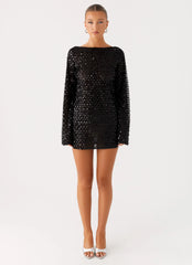 Edessa Sequin Mini Dress - Black