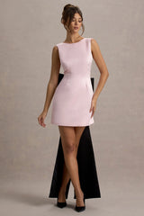 Peace | Pink & Black Satin Mini Dress With Drape Detail