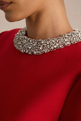 Jackie | Red Embellished High-Neck Mini Dress