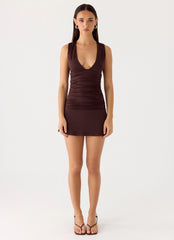 Cherry Sky Mini Dress - Chocolate
