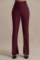 Wonder Woman | Burgundy High Waist Tailored Trousers With Hem Split