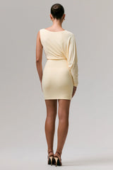 Delia | Pale Lemon One-Sleeve Mini Dress