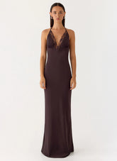Indya Halter Maxi Dress - Chocolate