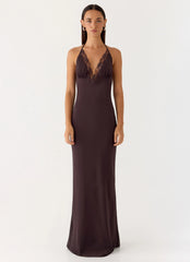 Indya Halter Maxi Dress - Chocolate