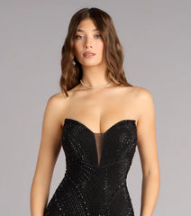 Kasey Rhinestone Plunge Mermaid Formal Dress