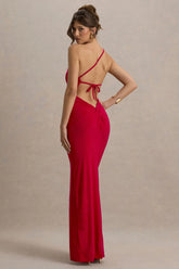 Dressing Up | Red One Shoulder Maxi Dress With Open Back Detail