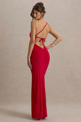 Dressing Up | Red One Shoulder Maxi Dress With Open Back Detail