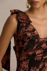 Mar | Black And Rust Cowl-Neckline Maxi Dress