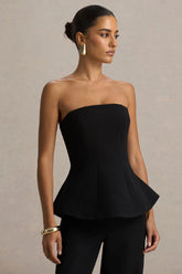 Gifted | Black Bandeau-Neck Corset Top