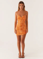 Vietta Sequin Cami Mini Dress - Orange