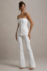 Carina | White Flared-Leg Tailored Trousers