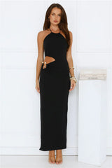South Of France Halter Maxi Dress Black