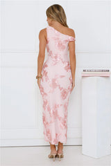 Billions Off Shoulder Mesh Maxi Dress Pink