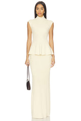 x Christina Elezaj Florie Mock Neck Maxi Dress