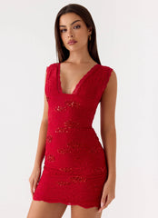 Sommers Lace Mini Dress - Red