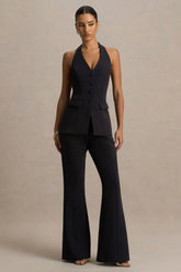 Carina | Black Flared-Leg Tailored Trousers