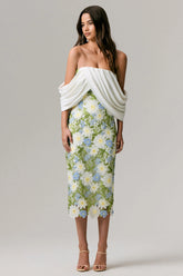 Entitled | Cream Floral Lace Bardot Midi Dress