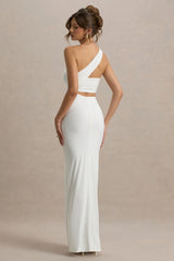 Matiya | White Asymmetric Cut-Out Split Maxi Dress