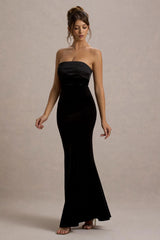 Ambrosi | Black Velvet Bandeau Maxi Dress