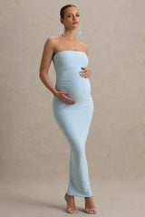 Juniper | Powder Blue Strapless Maternity Maxi Dress