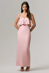 Scarlet | Pale Pink Square-Neck Embellished Maxi Dress