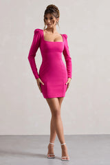 Ainsley | Hot Pink Long-Sleeve Mini Dress