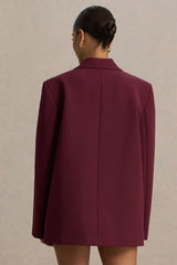 Katherine | Burgundy Plunge-Neck Tailored Blazer